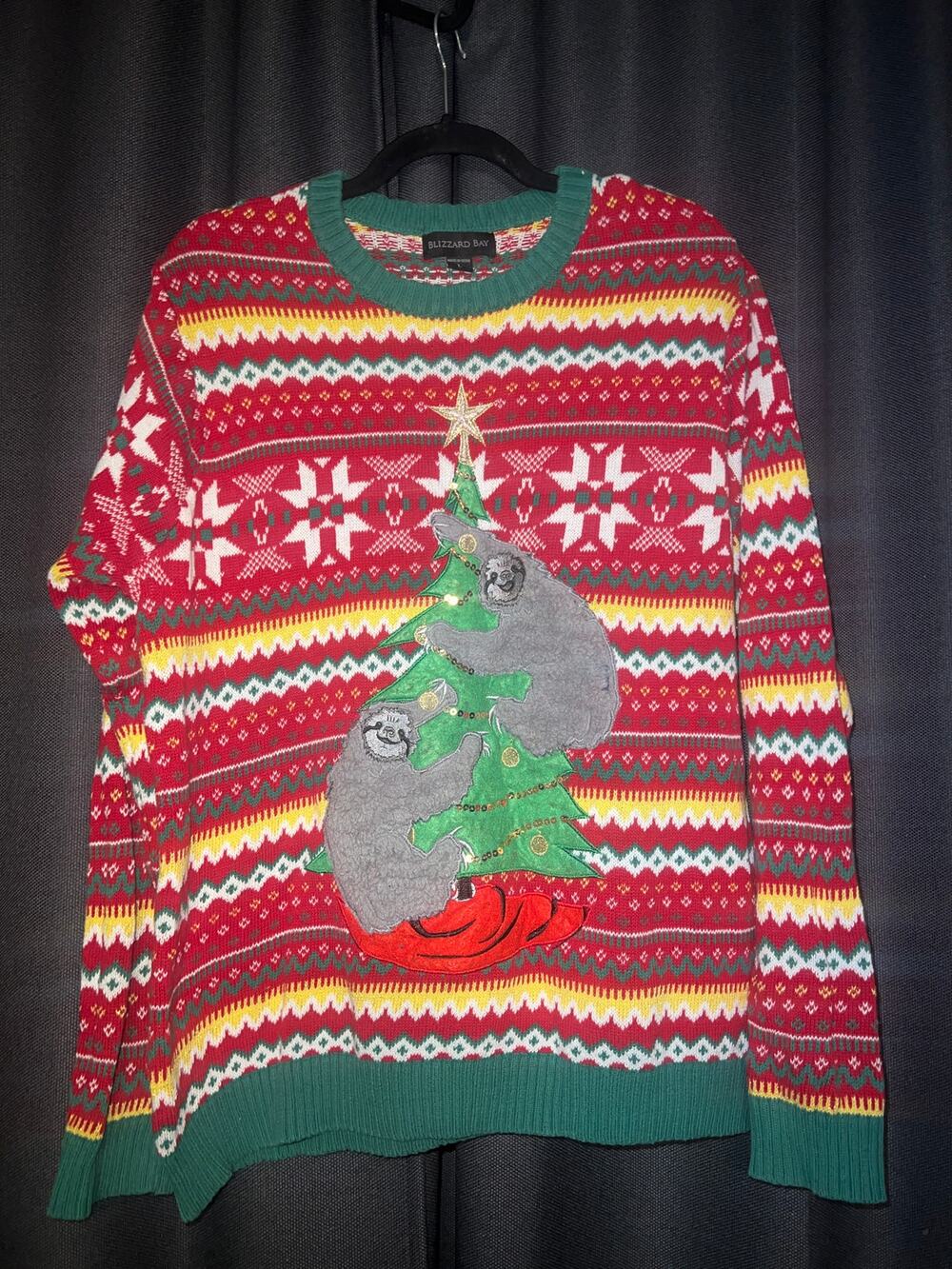 Ugly Christmas Sweater Xmas Size Large Sloth